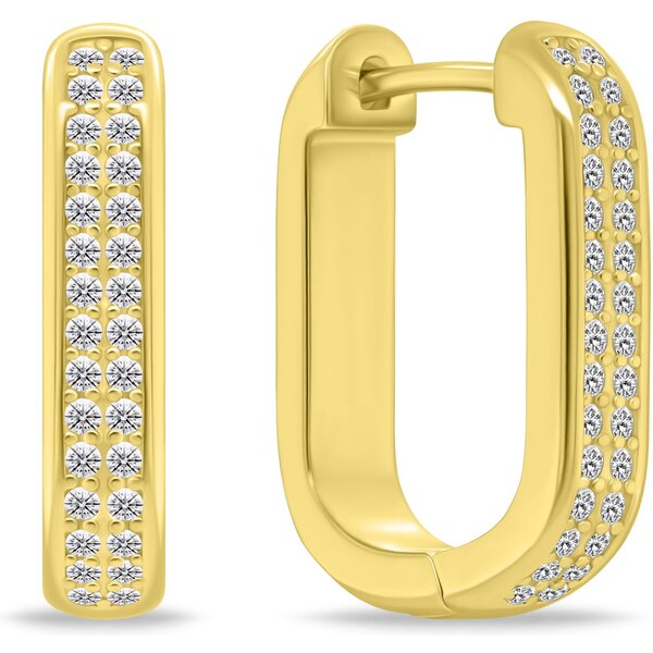 Brilio Silver Oválne pozlátené náušnice so zirkónmi EA1139Y 66594235