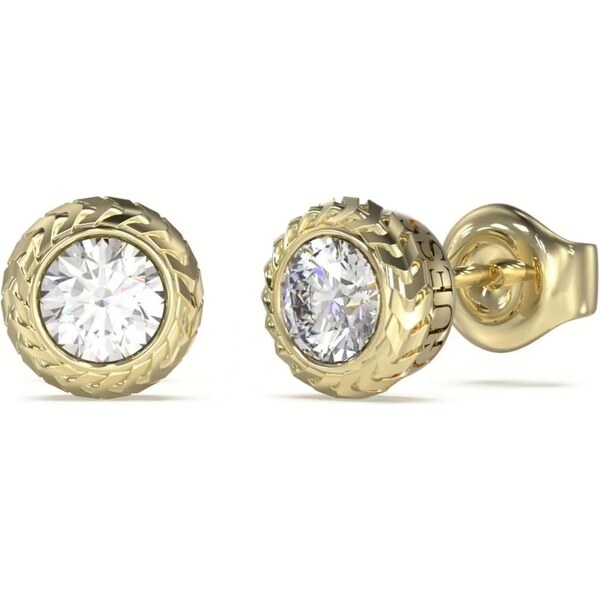 Guess Pozlátené náušnice s čírymi zirkónmi Sailor Knot JUME05022JWYGT 66581845