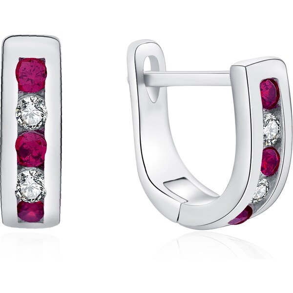 MOISS Elegantné strieborné náušnice s čírymi a fuchsiovými zirkónmi 66581667