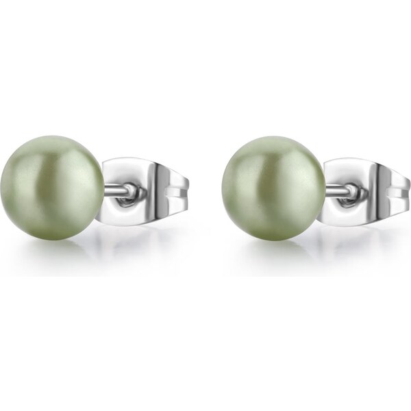 SAgapõ Pôvabné oceľové náušnice so zelenou perlou Wisdom SWI29 66580359