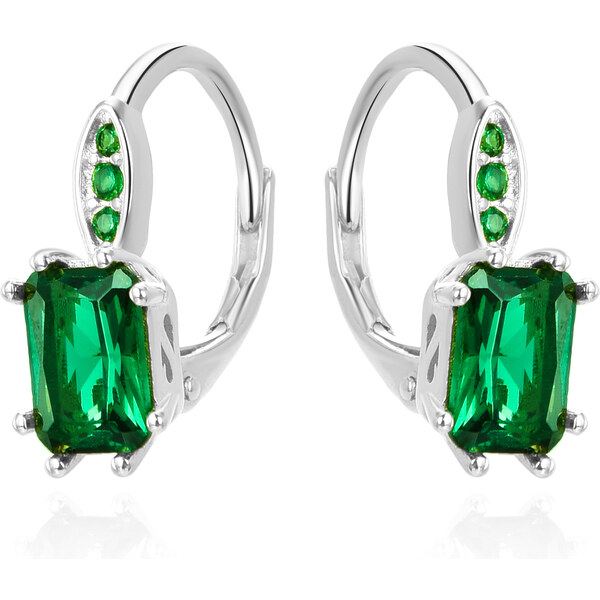 Agato Strieborné náušnice so zeleným kryštálom AGT-E001LGR 66583271