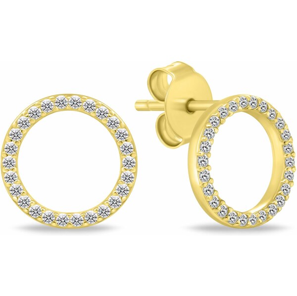 Brilio Silver Nadčasové pozlátené náušnice kruhy so zirkónmi EA1072Y 66614578