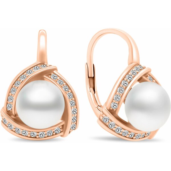 Brilio Silver Luxusné perlové náušnice z pozláteného striebra EA393R 66588306