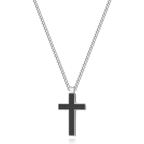 SAgapõ Pánsky oceľový náhrdelník s krížikom Prúd SPD07 66594593