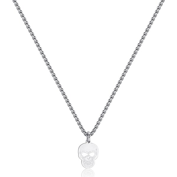 SAgapõ Pánsky oceľový náhrdelník s lebkou Rebel SRB01 66581933