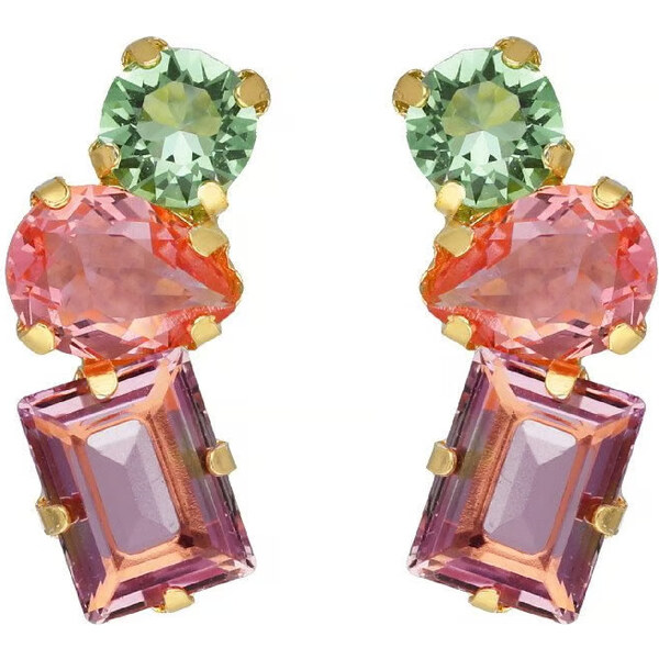 Victoria Cruz Očarujúce pozlátené náušnice s farebnými kryštálmi Bay 66580838