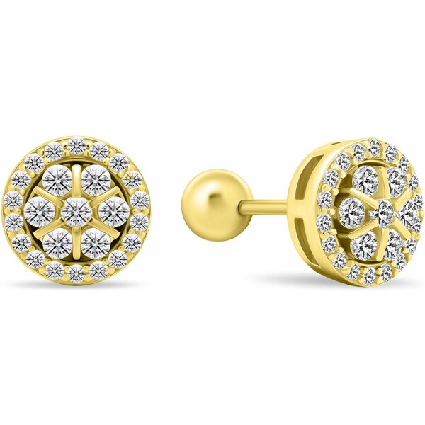 Brilio Silver Blyštivé pozlátené náušnice so zirkónmi EA490Y 66588207