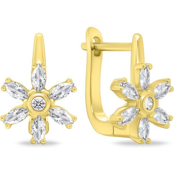 Brilio Silver Trblietavé pozlátené náušnice Kytičky so zirkónmi EA352Y 66585711