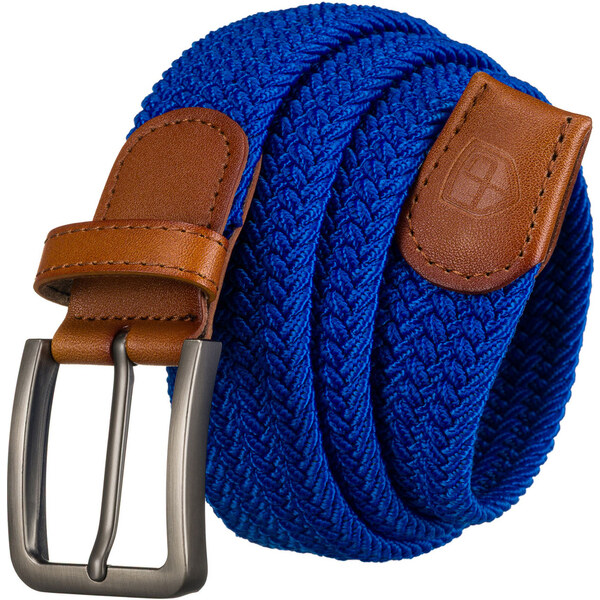 Modrý pánsky pletený opasok do nohavíc s kovovou prackou – Peterson 64507178