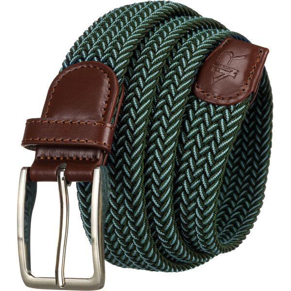 Zelený pletený opasok s kovovou prackou v striebornej farbe – Rovicky 64507191