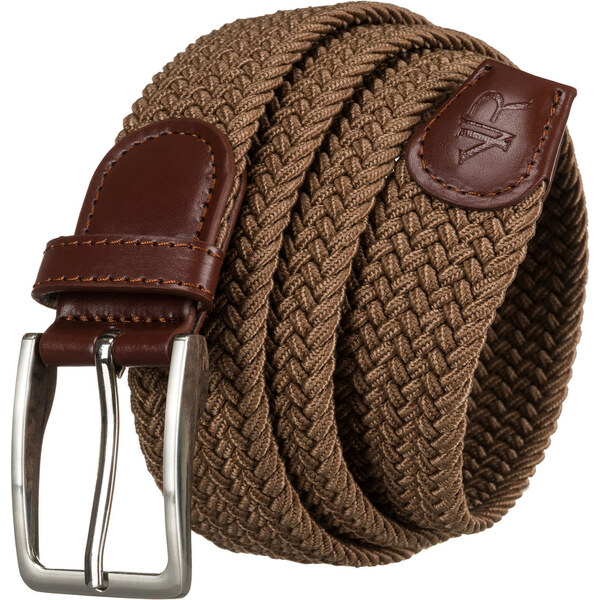 Béžový pletený opasok zo syntetiky a eko kože – Rovicky 64507188