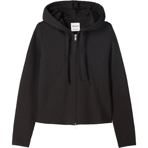 Bershka Tepláková bunda čierna 65657904