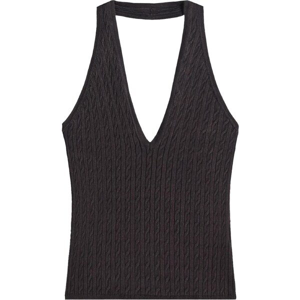 Bershka Vyšívaný top čierna melírovaná 65980646