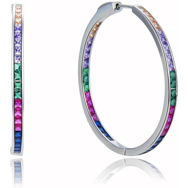 MOISS Krásne strieborné náušnice kruhy s farebnými zirkónmi E0001880 66581788