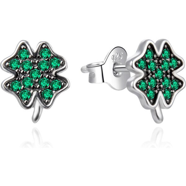 Agato Štvorlístkové strieborné náušnice so zirkónmi AGT-E167PGR 66578193