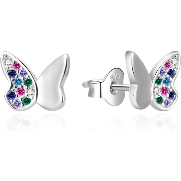 Agato Strieborné náušnice Motýliky s farebnými zirkónmi AGT-E170PC 66588080