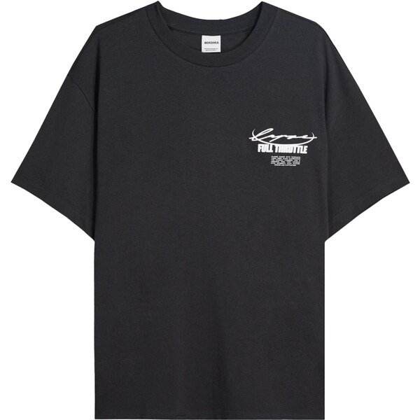 Bershka Tričko sivá / čierna / biela 65884848