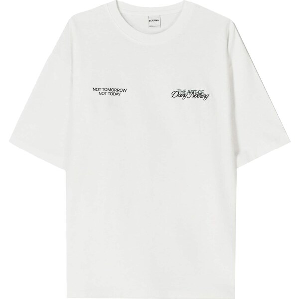 Bershka Tričko jedľová / čierna / biela 65658032