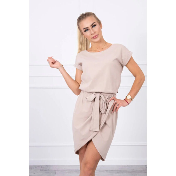 Šaty 8980 s prepletenou spodnou časťou béžové - Kesi 64533888