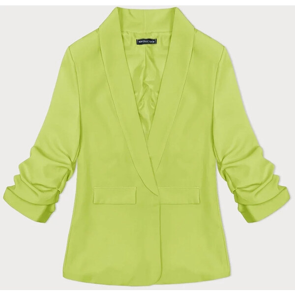 Good looking Dámske sako s nariasenými rukávmi (22-356) limetkovo 64534212