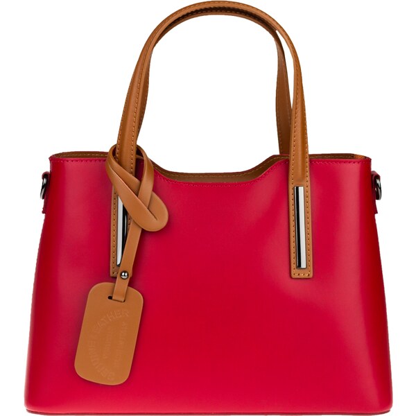 Červená kožená talianska kabelka Isidora Rossa Camel Piccola 64539873