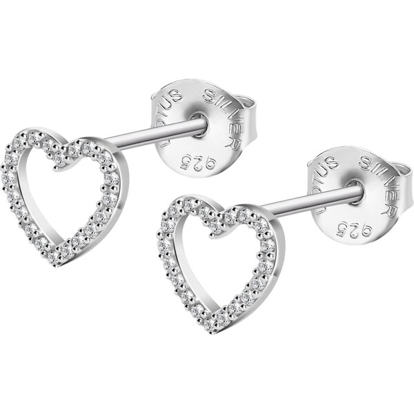 Lotus Silver Strieborné náušnice pre ženy trblietavé srdce Moments 66586488
