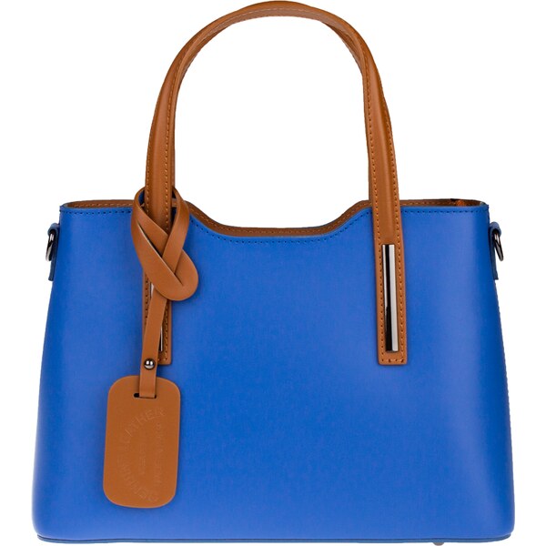 Modrá kožená talianska kabelka Isidora Bluette Camel Piccola 64539875