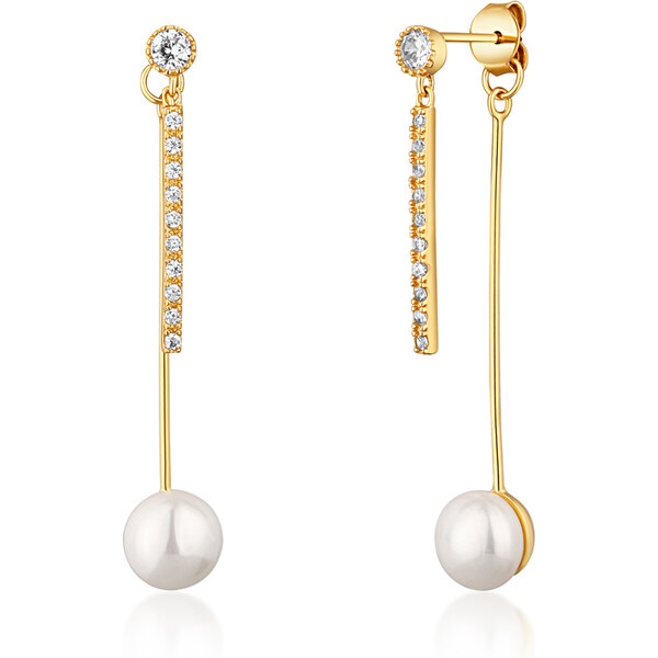 JVD Štýlové pozlátené náušnice 2v1 so zirkónmi SVLE1585XD2GP00 66595252