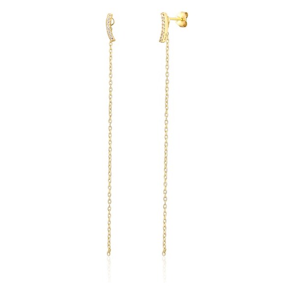 JVD Dlhé pozlátené náušnice 2v1 so zirkónmi SVLE1849X75GO00 66582079