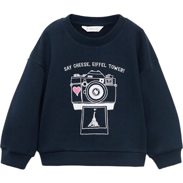 MANGO KIDS Mikina FOTO námornícka modrá / ružová / biela 65656072