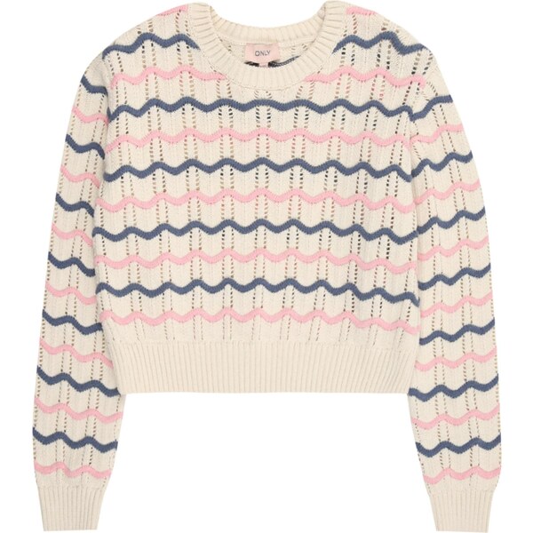 ONLY GIRLS Sveter KOGSTIA krémová / enciánová / ružová 64548061