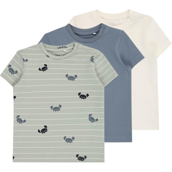 NAME IT Tričko NBMVACION modrosivá / pastelovo zelená / čierna / biela 64548224