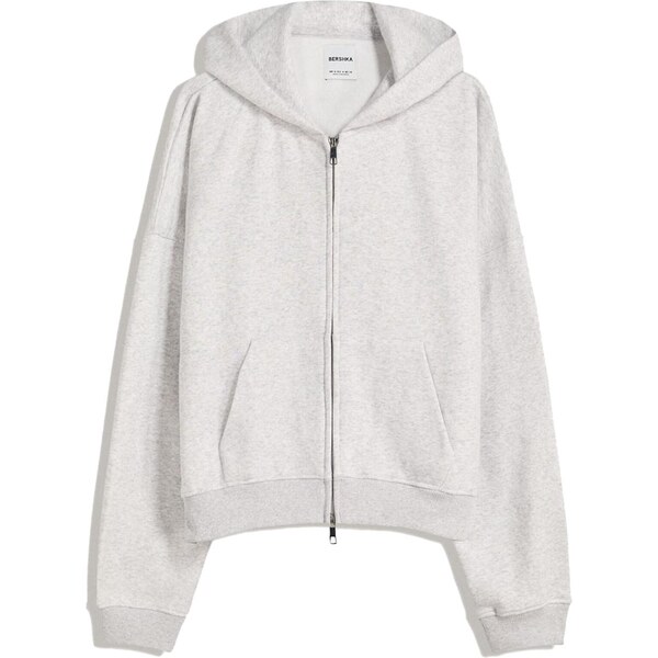 Bershka Tepláková bunda sivá 65731179