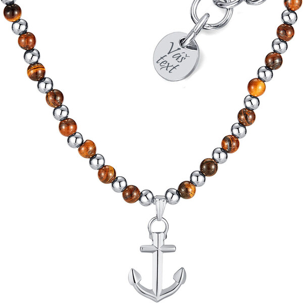 Sams Artisans Náhrdelník Kotva a Tigrie oko chirurgická oceľ INHM074 64555115