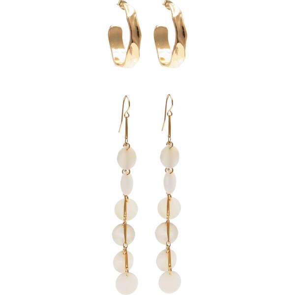 Pull&Bear Náušnice zlatá / perlovo biela 65884960