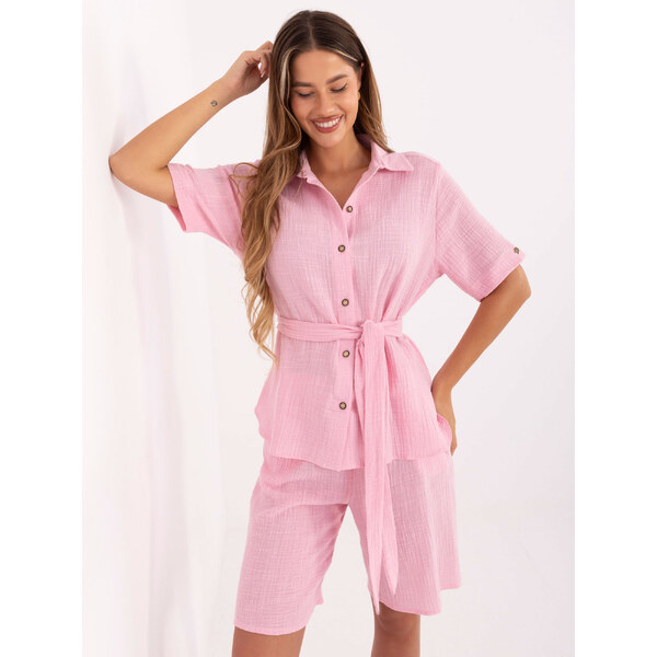 BASIC Svetloružový dámsky letný bavlnený set LK-KMPL-510096.96-light 64573026