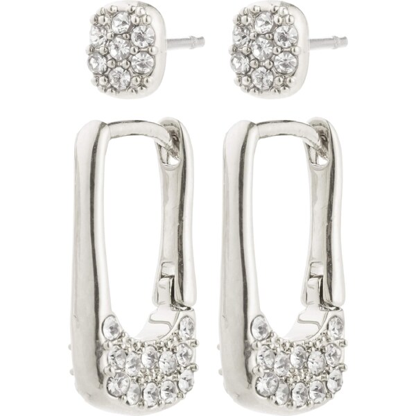 Pilgrim Náušnice Instant strieborná / priehľadná 64565825