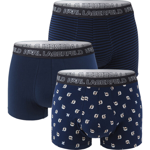 KARL LAGERFELD - boxerky 3PACK organic cotton Ikon mini KARL dark blue 64571732