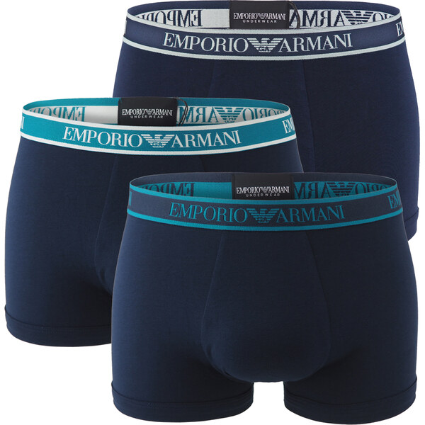 EMPORIO ARMANI - boxerky 3PACK stretch cotton blu con turchese Armani 64571733