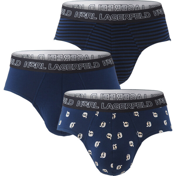 KARL LAGERFELD - slipy 3PACK organic cotton Ikon mini KARL blue color 64571734