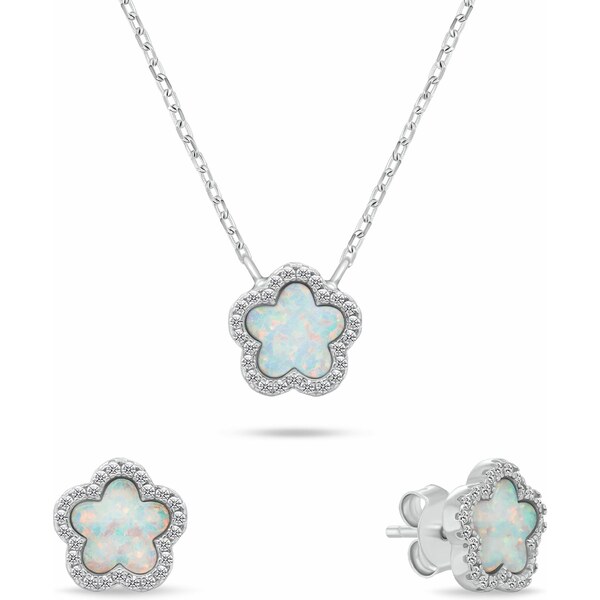 Brilio Silver Slušivý set šperkov s opálmi a zirkónmi Kvety SET289W 66593735