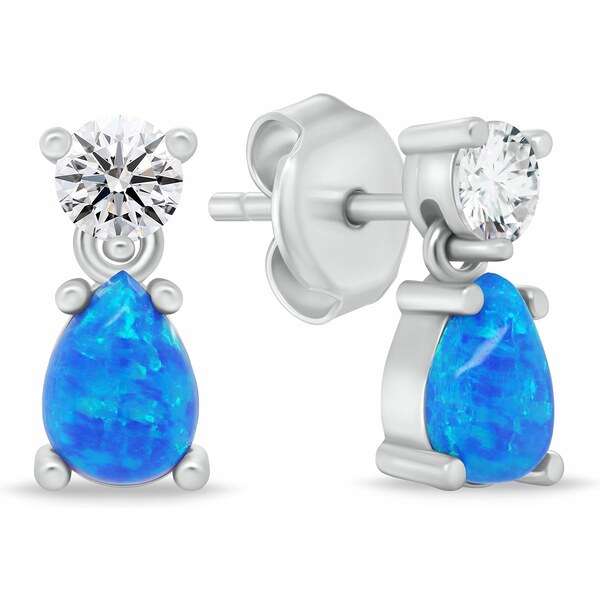 Brilio Silver Módne strieborné náušnice s modrými syntetickými opálmi 66578993