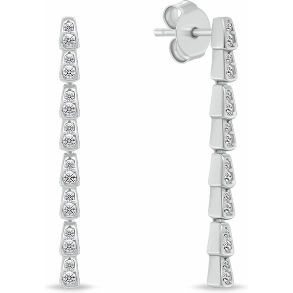 Brilio Silver Luxusné strieborné visiace náušnice so zirkónmi EA1191W 66579580