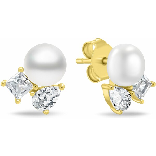 Brilio Silver Nežné pozlátené náušnice so zirkónmi a perlou EA1190Y 66584547