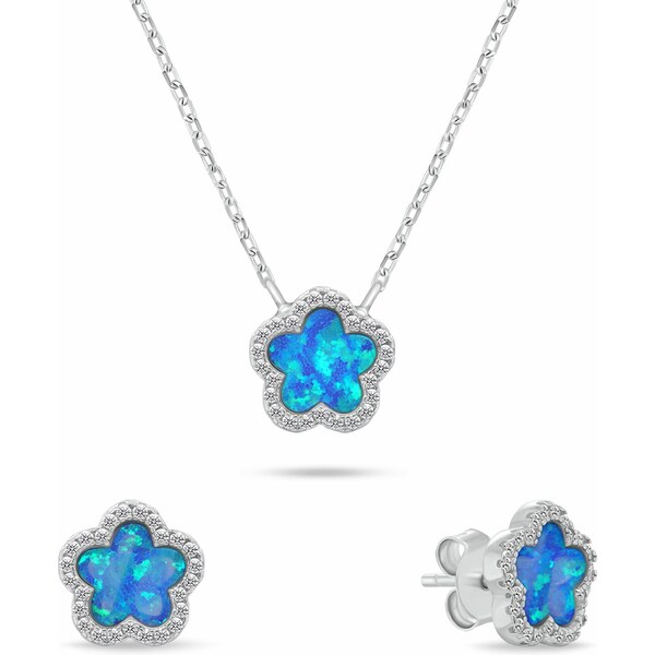 Brilio Silver Krásny set šperkov s opálmi a zirkónmi Kvety SET289WB 66589549
