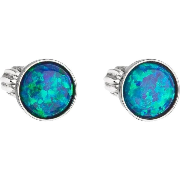 Evolution Group Strieborné náušnice so zeleným syntetickým opálom 66587423