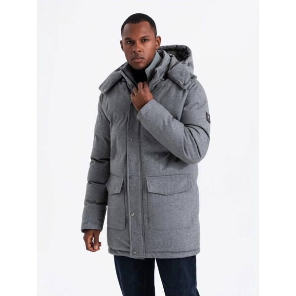 Ombre Clothing Nadčasová prešívaná šedá pánska bunda V1 JALJ-0217 65638708