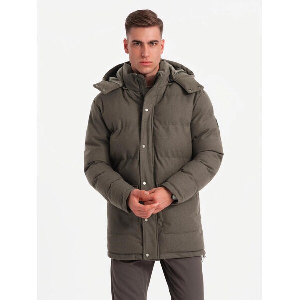 Ombre Clothing Nadčasová prešívaná olivová pánska bunda V4 JALJ-0217 65638711