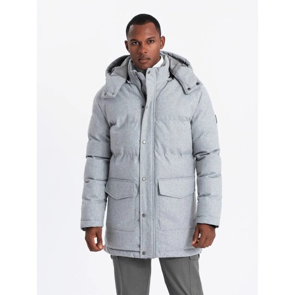 Ombre Clothing Nadčasová prešívaná svetlošedá pánska bunda V3 JALJ 65638710