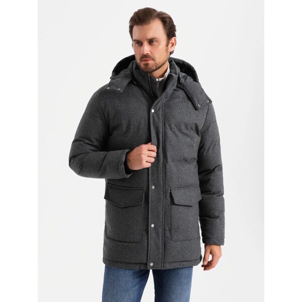 Ombre Clothing Nadčasová prešívaná čierna pánska bunda V2 JALJ-0217 65638709